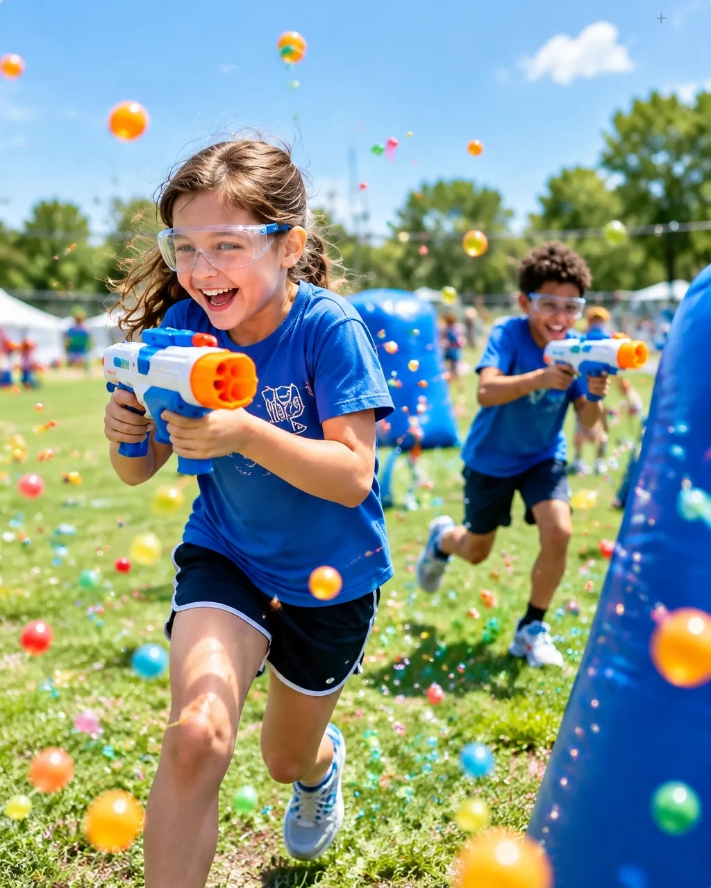Kids ready for a supervised jelly blaster game